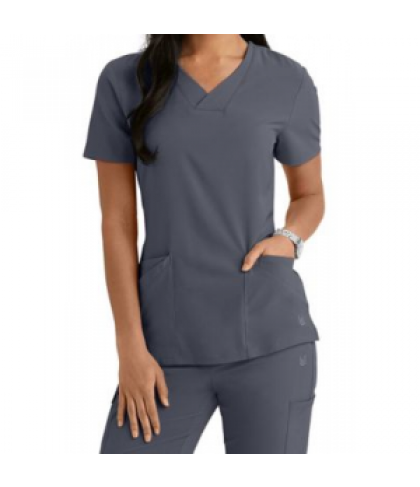 Urbane Performance crossover v-neck scrub top - Steel - XS