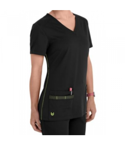 Urbane Ultimate Ultra modern fit v-neck scrub top - Black/pear - XS