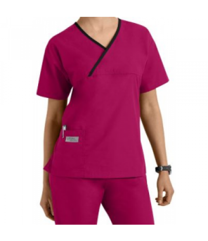 Urbane classic crossover scrub top - Jazz Berry/black - S