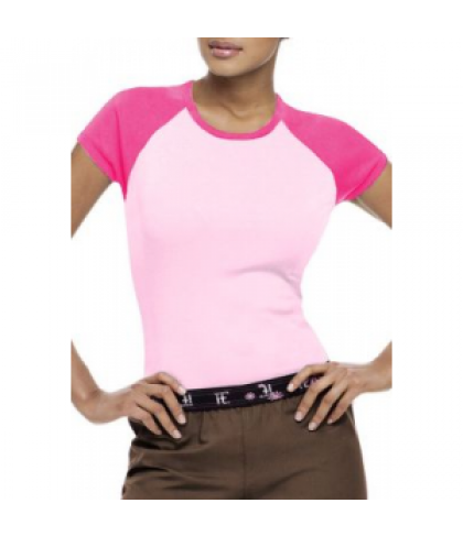 Urbane two tone tee - Pearl pink/primrose trim - XS