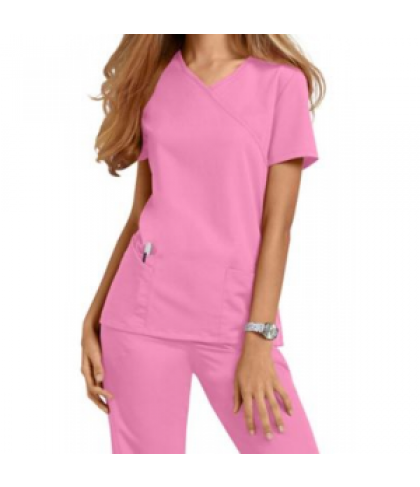 Urbane Ultimate Sophie mock-wrap scrub top - pixie pink - S