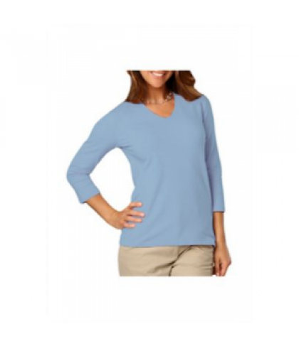 Blue Generation ladies 3/4 sleeve v-neck tee - Light Blue - M