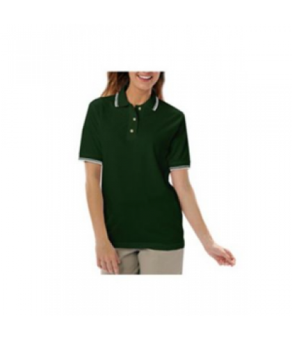 Blue Generation ladies polo with tipped collar - Hunter/Cream - L