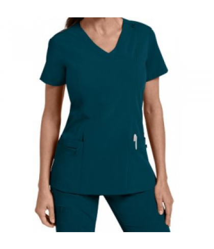 Jockey Classic 5 pocket mock wrap scrub top - Caribbean - XXS