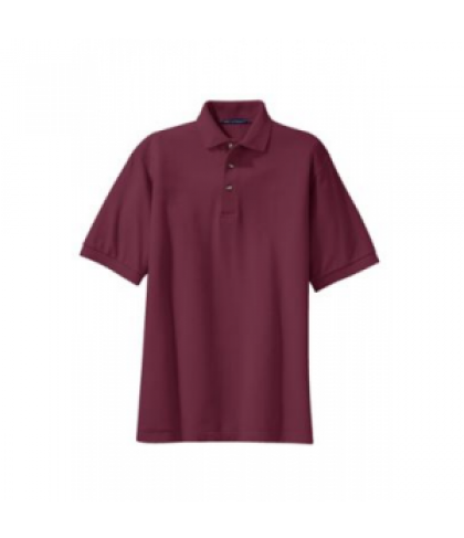 Port Authority pique knit short sleeve polo top - Burgundy - M