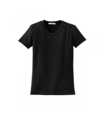 Ladies modern stretch scoop neck short sleeve shirt - Black - XL