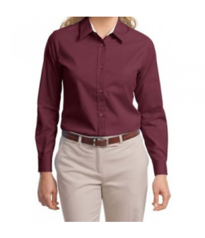 Port Authority Ladies Easy Care long sleeve shirt - Burgundy - XL