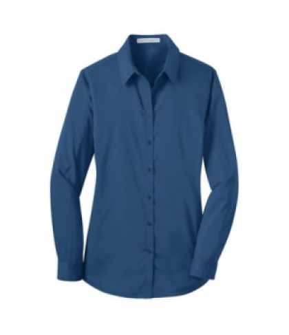 Ladies long sleeve stretch poplin shirt - Moonlight Blue - XL