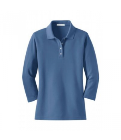 Ladies EZ cotton 3/4 sleeve pique polo - Moonlight Blue - M