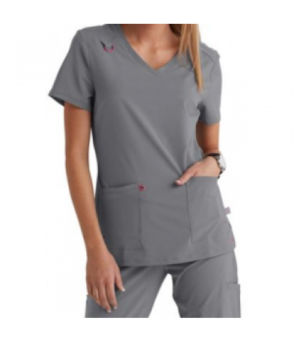 Smitten Rumor v-neck scrub top - Steel - XXS