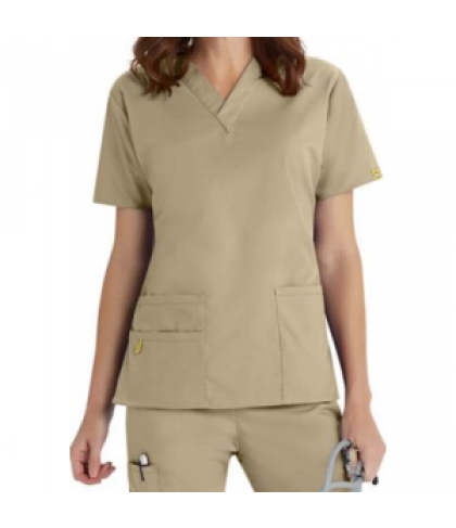 WonderWink Origins Bravo v-neck scrub top - Khaki - XXS