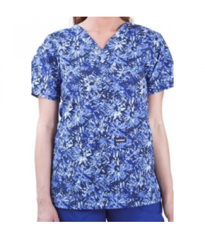 Landau Uniforms Scattered Blooms print scrub top - Scattered Blooms Blue - XS