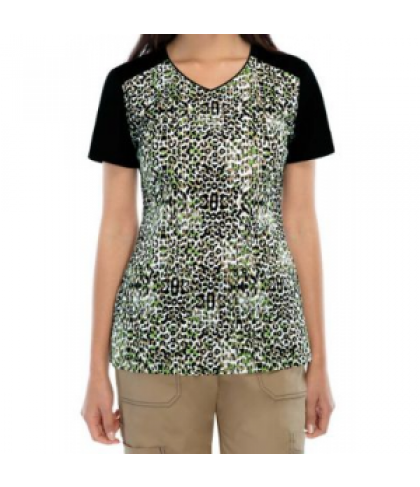 Dickies Gen Flex Textured Cheetah print scrub top - Textured Cheetah - XXS