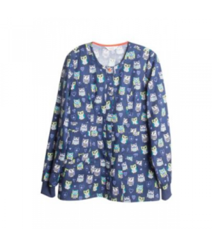 Code Happy Hoo Has Your Heart print scrub jacket with Certainty - Hoos Has Your Heart - S