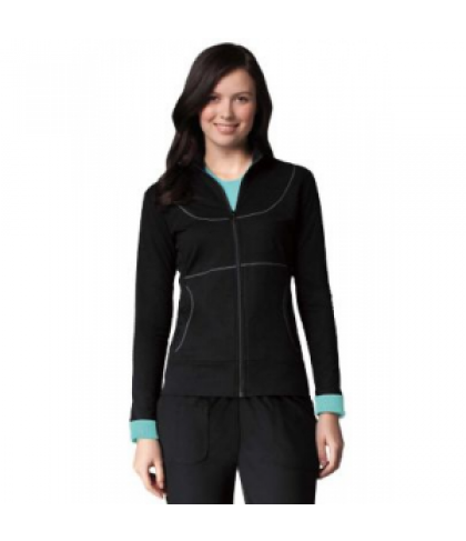 Greys Anatomy Active stretch French terry scrub jacket - Black/Splash - 3X