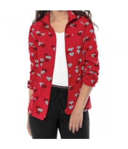 HeartSoul Houndstooth Hearts print scrub jacket - Houndstooth Hearts - XL