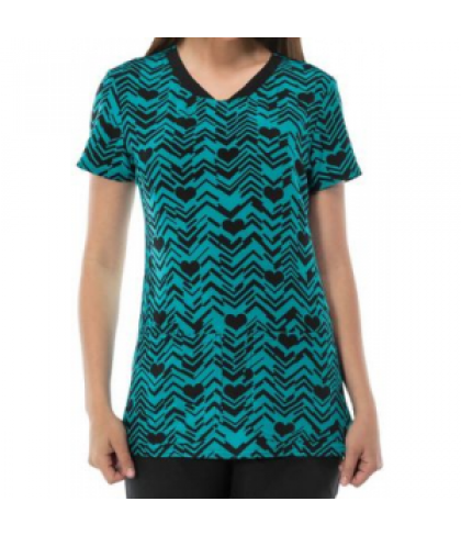 HeartSoul After Your Heart teal print scrub top - After Your Heart Teal - S