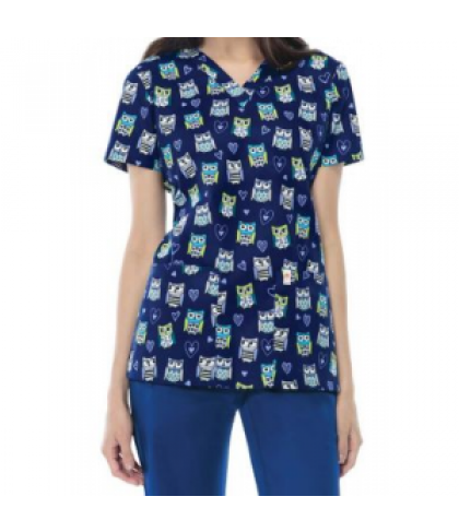 Code Happy Hoo Has Your Heart print scrub top with Certainty - Hoos Has Your Heart - XL