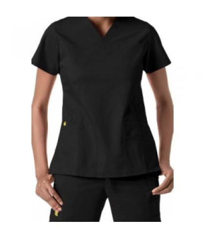 WonderWink Utility Girl v-neck multi pocket scrub top - Black - L