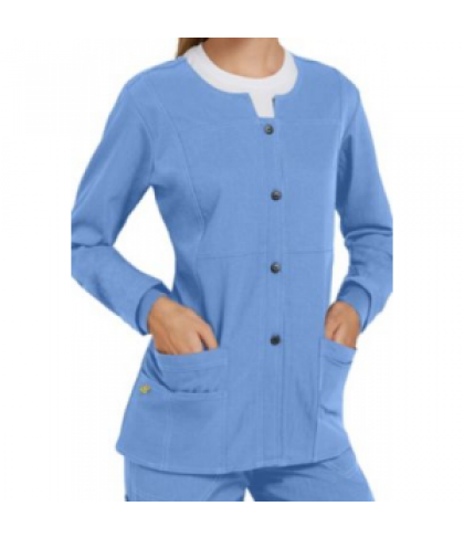 WonderWink Four-Stretch button front scrub jacket - Ceil - XS