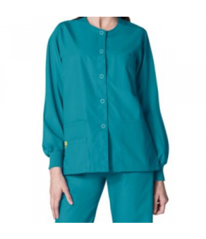 WonderWink Origins Delta unisex round neck scrub jacket - Real teal - XS