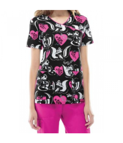 Cherokee Tooniforms Kisses Not Hisses print scrub top - Kisses Not Hisses - XS