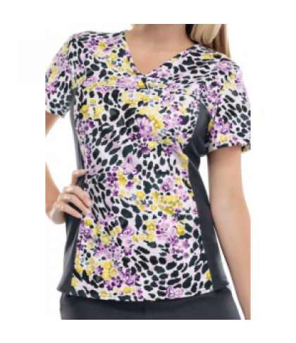 Cherokee Flexibles A Sunny Spot v-neck print scrub top - A Sunny Spot - XS