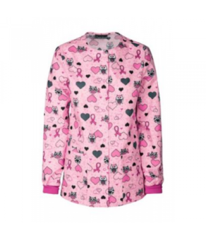 Cherokee Owl About The Ribbon print scrub jacket - Owl About The Ribbon - M