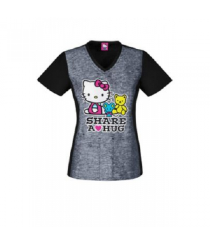 Cherokee Tooniforms Hello Kitty Share print scrub top - Hello Kitty Share - XL