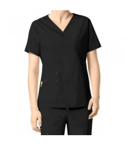 WonderWink Origins Juliet crossover scrub top - Black - S