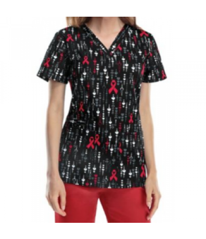 Cherokee Love Your Heart print scrub top - Love Your Heart - XL