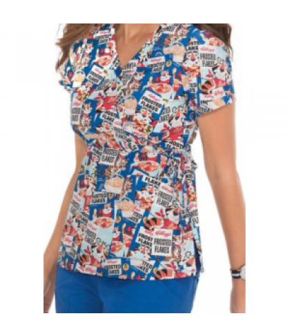 Koi Kathryn Frosted Flakes mock wrap print scrub top - Frosted Flakes - M