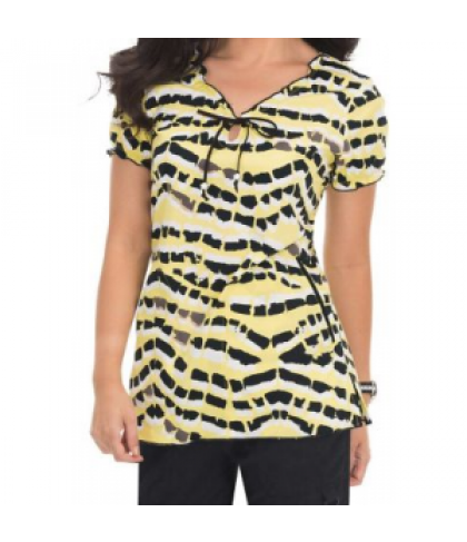 Koi Bridgette Wavy Paint Stroke keyhole print scrub top Wavy