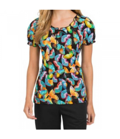 Med Couture Burst of Color peasant print scrub top - Burst Of Color - S