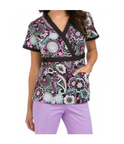 Med Couture Milan Free Spirited crossover print scrub top - Free Spirited - XS