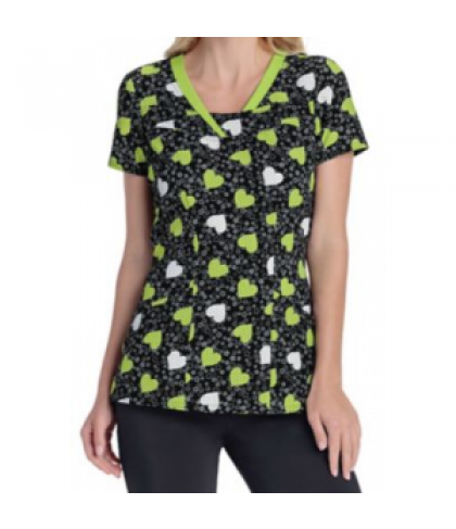 HeartSoul Young Love Lime Dream print scrub top - Young Love Lime Dream - XS