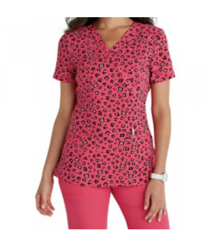 Code Happy Ladybug Leopard print scrub top with Certainty - Ladybug Leopard - S