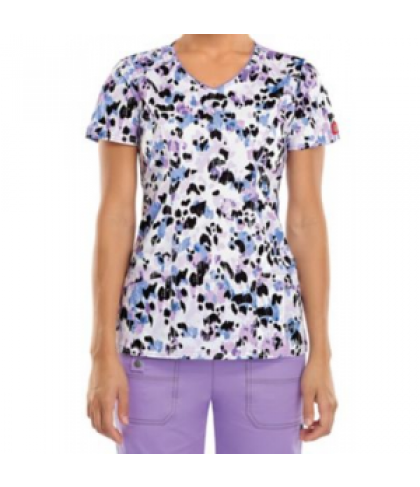 Dickies Gen Flex Purrfectly Painted v-neck print scrub top - Purrfectly Painted - L