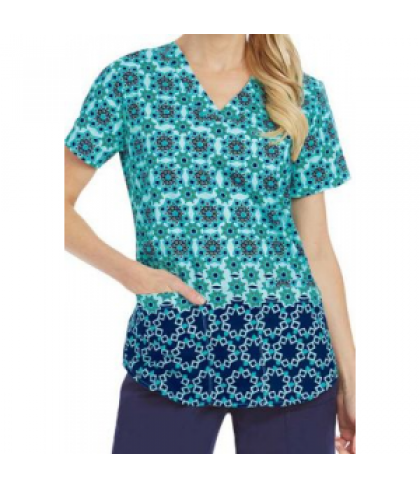 NrG by Barco Shooting Star v-neck print scrub top - Shooting Star - XS