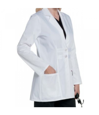 Landau women's white twill fashion antimicrobial lab coat - White - 6