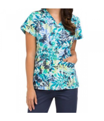 Med Couture Midsummer Dream curved neck print scrub top - Midsummer Dream - S