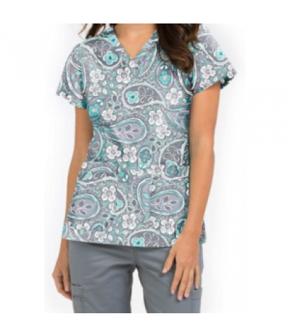 MC2 by Med Couture Niki Simply Paisley v-neck print scrub top - Simply Paisley - XS