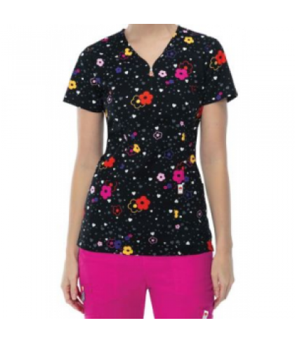 Code Happy More Flower to You print scrub top with Certainty - More Flower to You - 3X