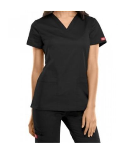 Dickies Gen Flex 2-pocket v-neck scrub top - Black - L