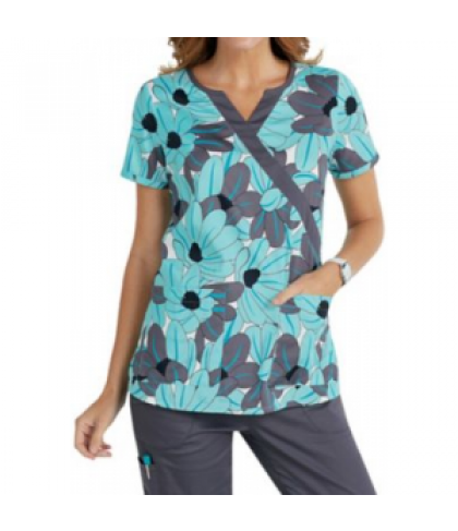 Beyond Scrubs Petals Pool print scrub top - Petals Pool - S