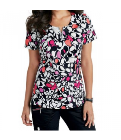 Beyond Scrubs Mia Abstract Coral print scrub top - Abstract Coral - XS