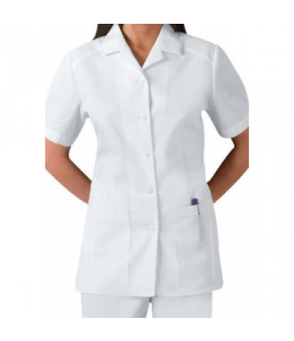 Cherokee button front student scrub top - White - 2X