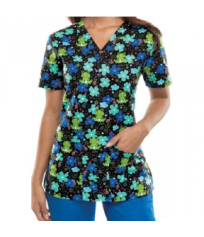Dickies EDS Froggy Floral print scrub top - Froggy Floral - S