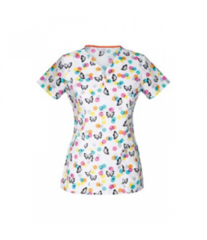 Code Happy Flutter Round print scrub top with Certainty - Flutter Round - 3X