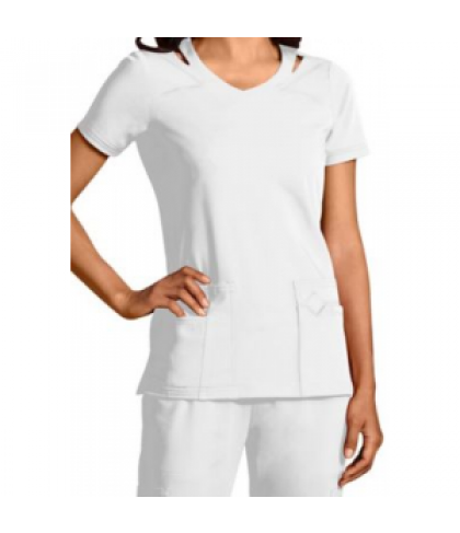 Sapphire v-neck with shoulder cut-outs scrub top with Certainty - White - XL